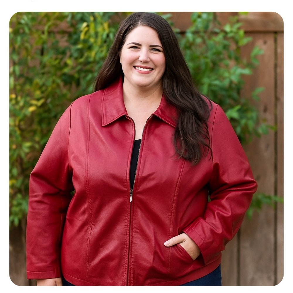 * 90s Vintage Red Leather Zip-Up Jacket – Dialogue Size 1X
